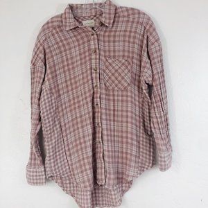 American Eagle Oversized Fit Pink Plaid Shirt